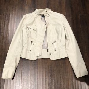 Leather crop moto jacket